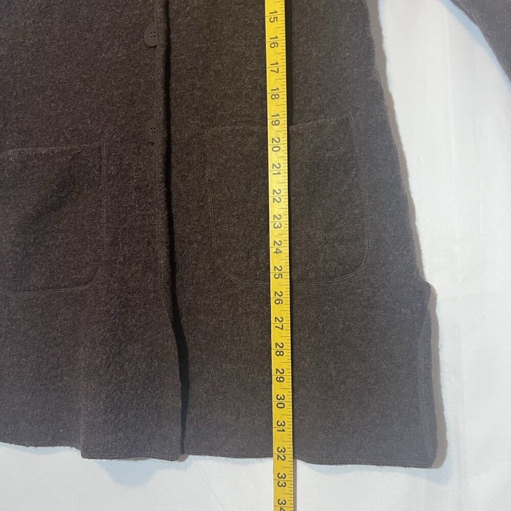 Harve Benard Women Cardigan Sweater Large Size 100% Wool Brown Open Front Button - Picture 5 of 10